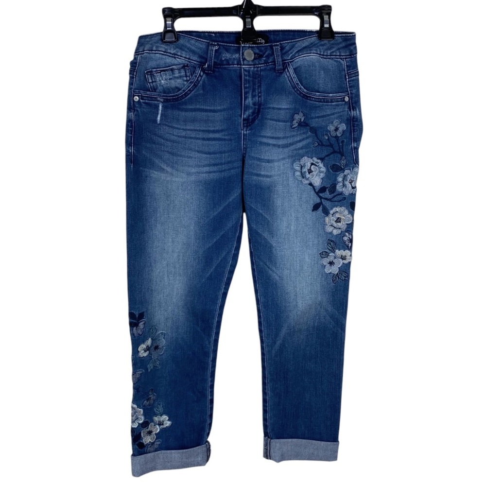 Mac and Me Embroidered Denim Cropped Jean Capris Pants Blue Women’s Size 6